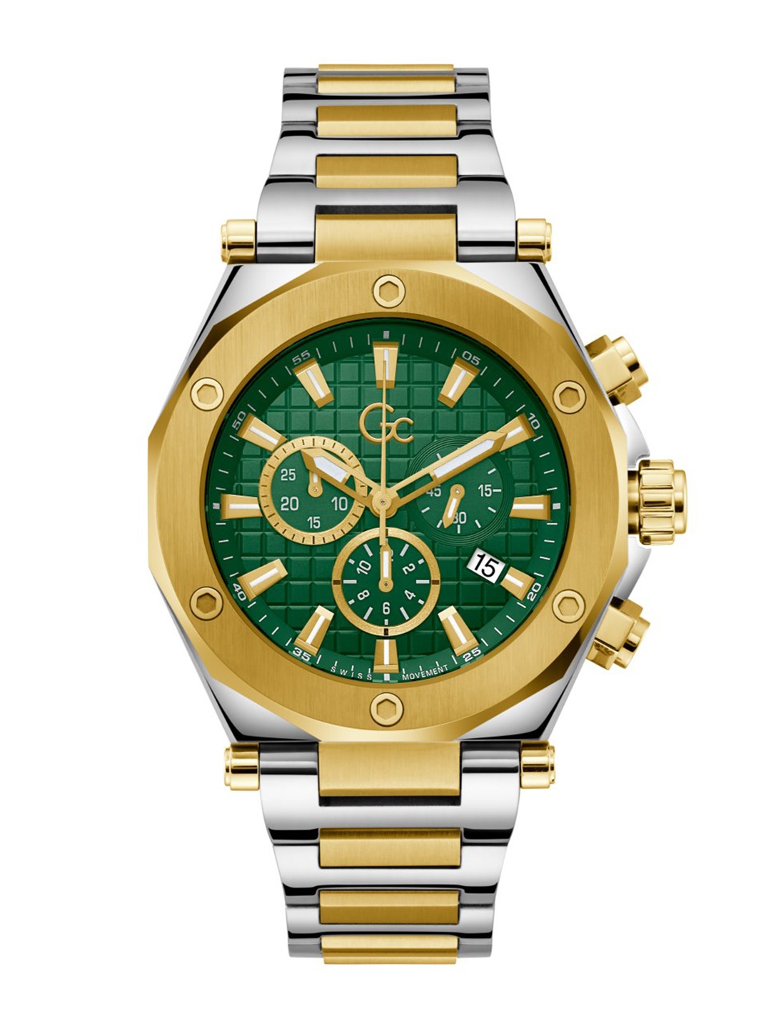 

GC Men Textured Dial & Stainless Steel Bracelet Style Straps Analogue Watch- Z18003G9MF, Green