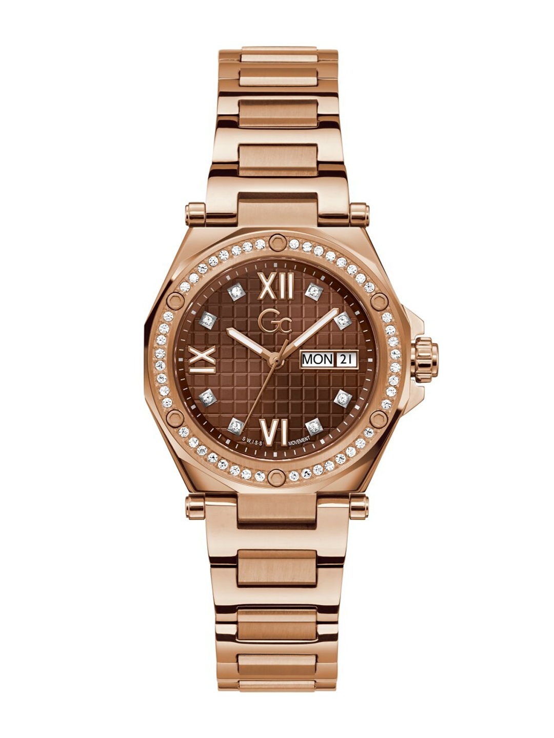 

GC Women Embellished Dial & Bracelet Style Straps Analogue Watch- Z20001L4MF, Bronze