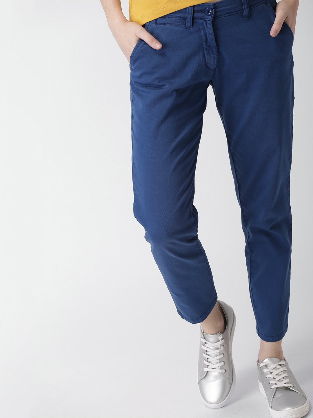

Mast & Harbour Women Blue Slim Fit Solid Chinos