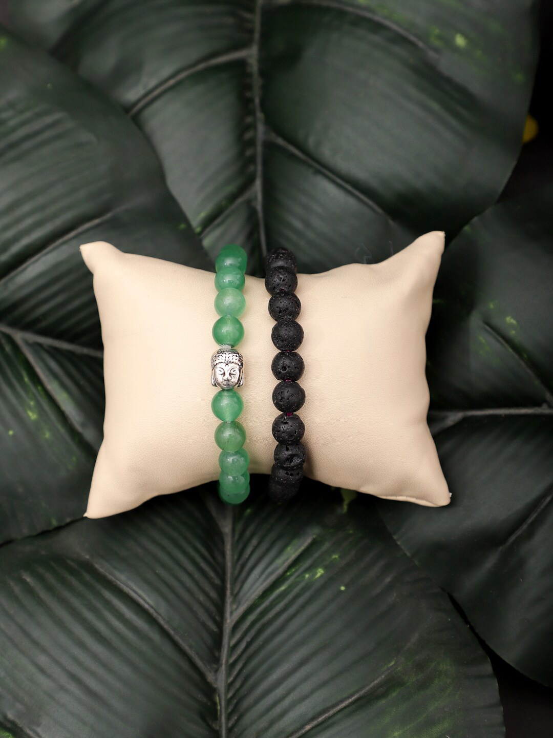 

TAG 7 Set of 2 Natural Stone Bracelet, Black