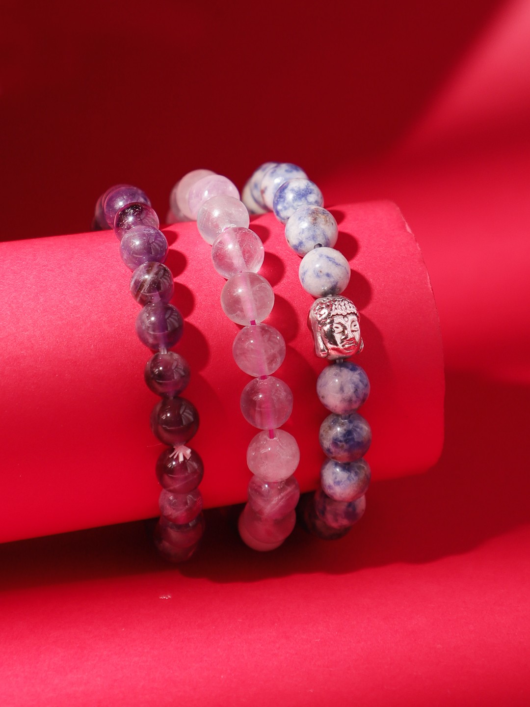 

TAG 7 Unisex 3 Purple & Blue Natural Stone Amethyst Bracelet