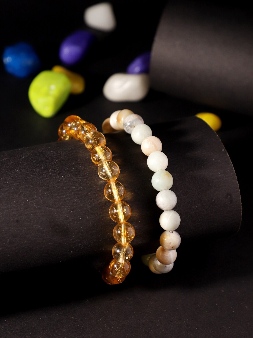 

TAG 7 Set of 2 Natural Stone Citrine Bracelet, White