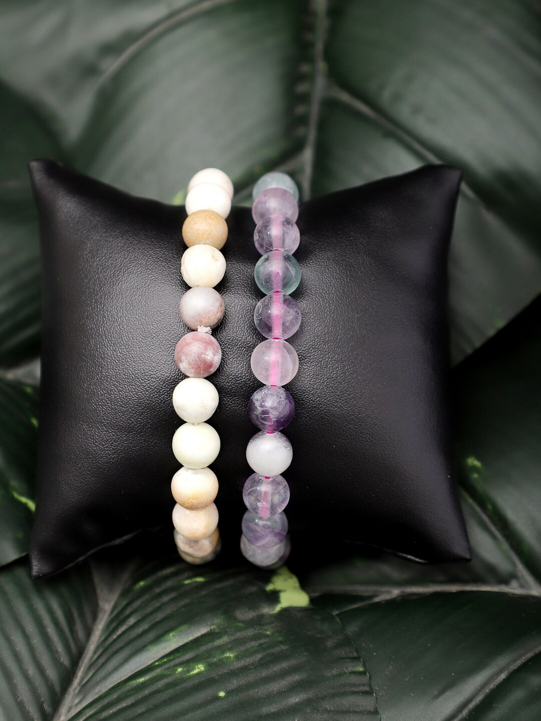 

TAG 7 Set of 2 Natural Stone Agate Bracelet, White