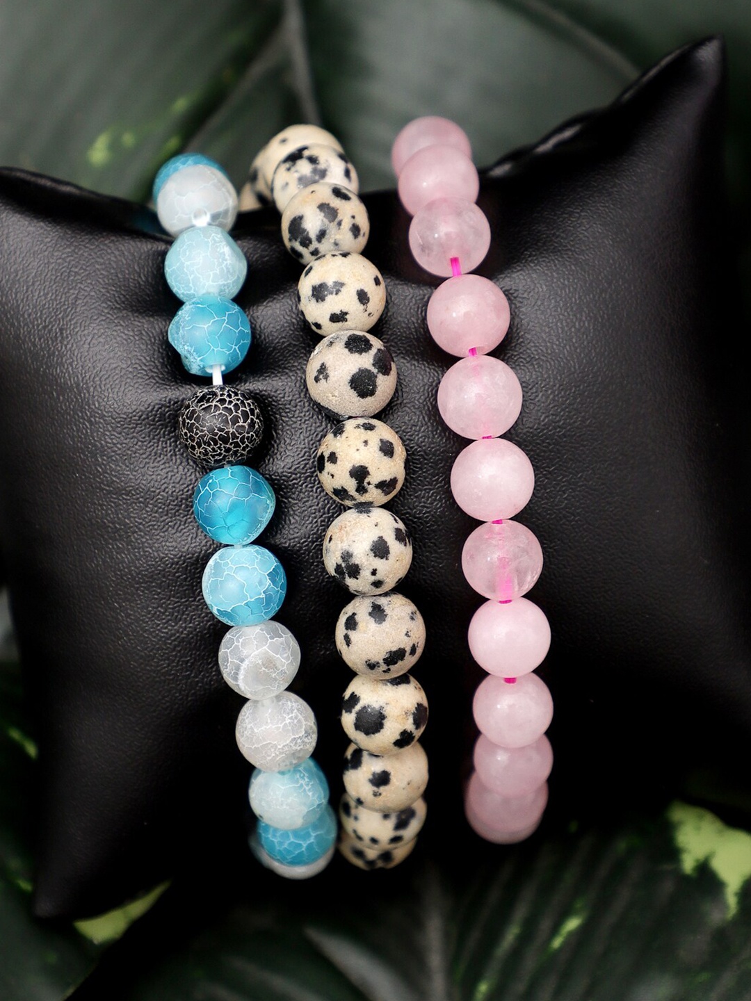 

TAG 7 Set Of 3 Natural Stone Agate Elasticated Bracelet, Blue