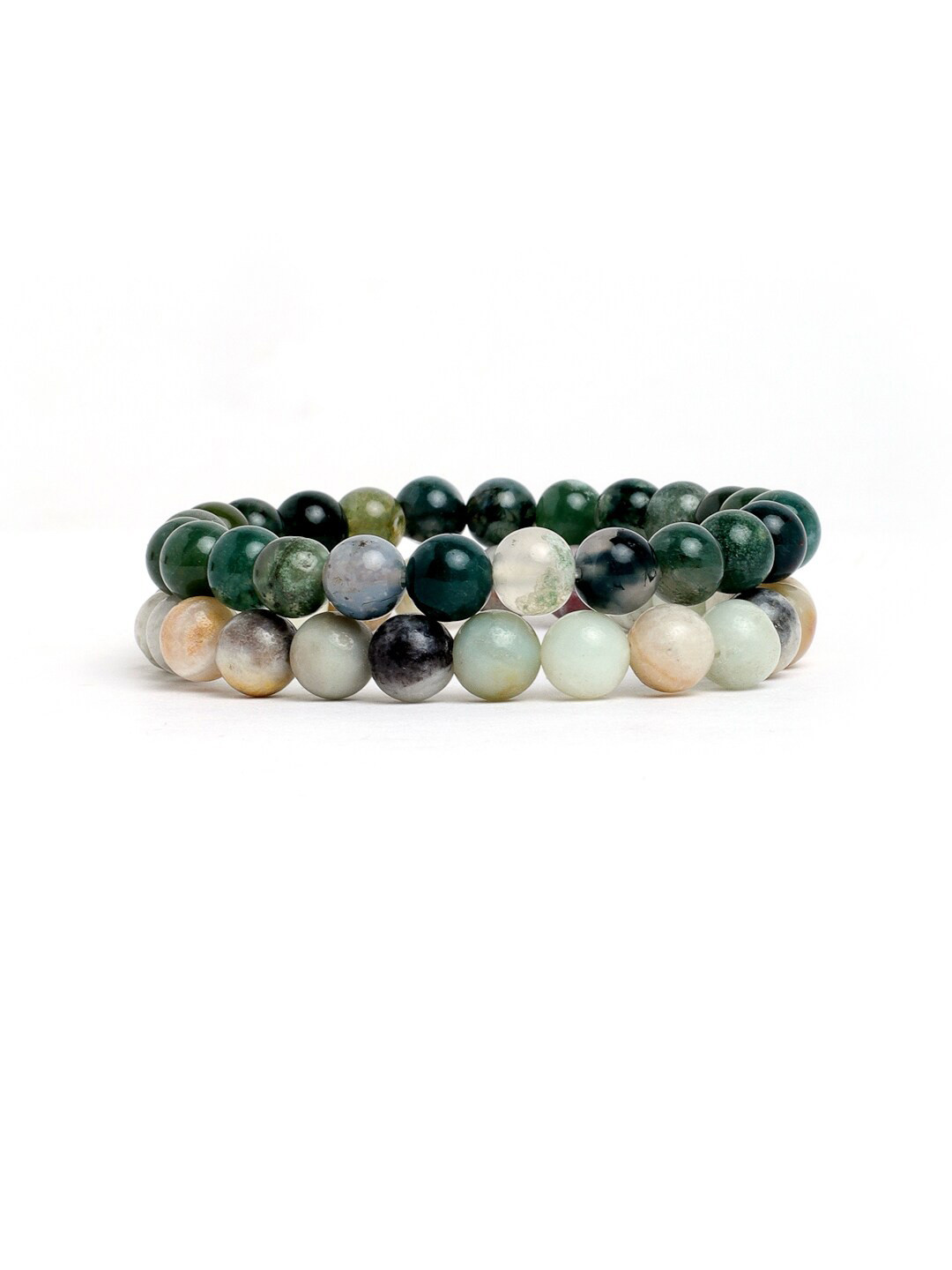 

TAG 7 Set Of 2 Natural Stone Agate Bracelet, White