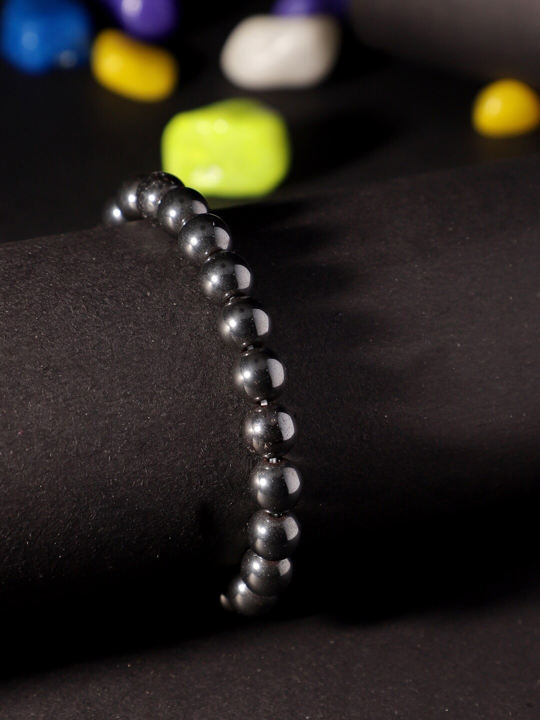 

TAG 7 Natural Stone Hemetite Elasticated Slip-On Bracelet, Grey
