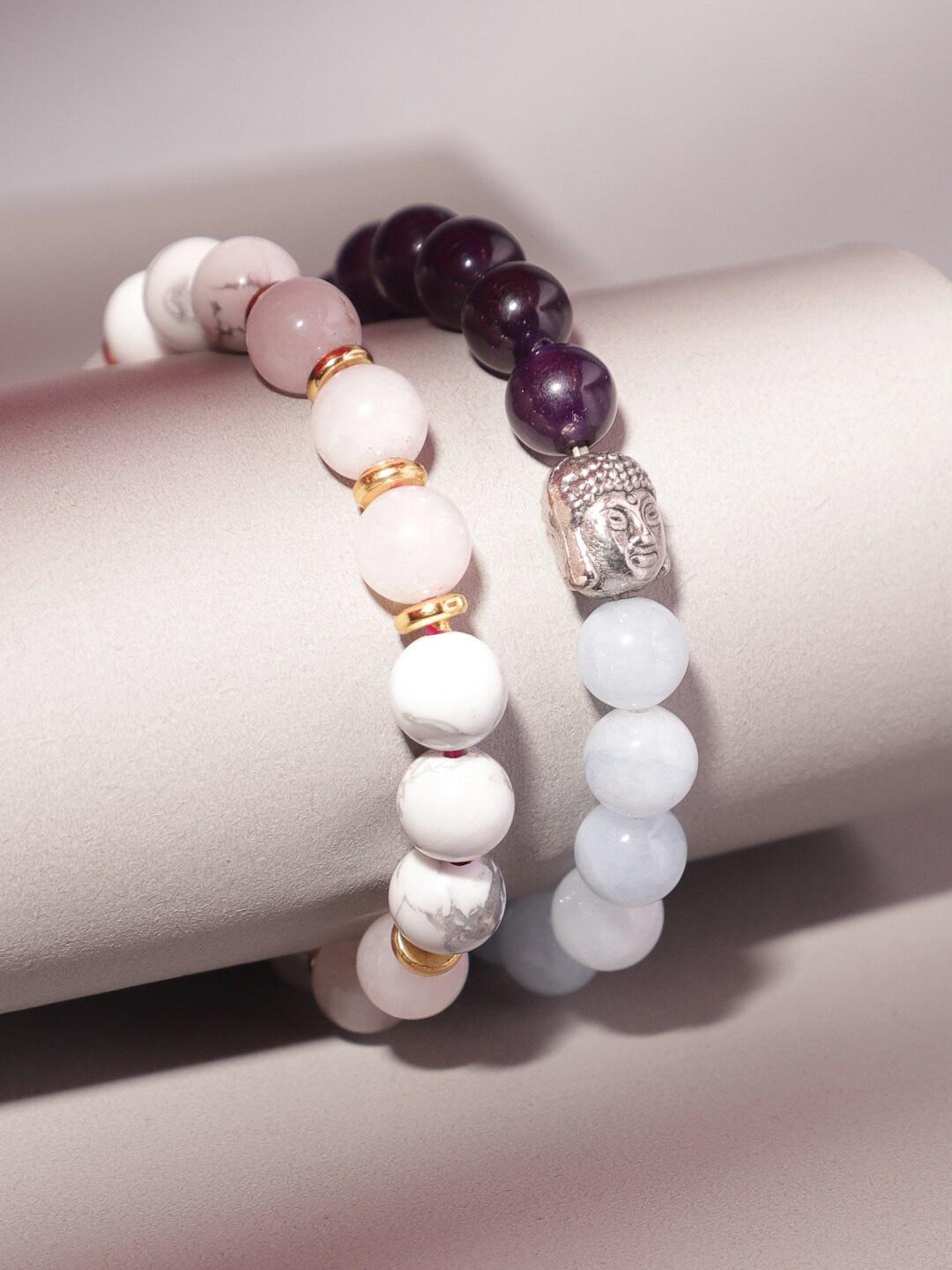 

TAG 7 Set Of 2 Natural Stone Agate Bracelet, Blue