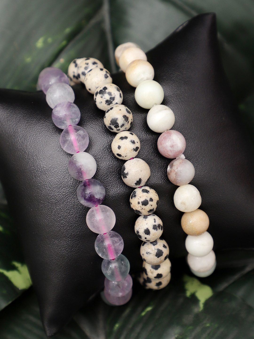 

TAG 7 Set Of 3 Natural Stone Agate Bracelet, Cream
