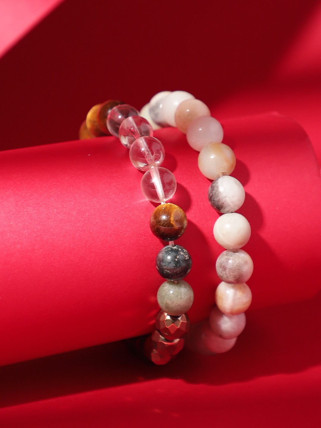 

TAG 7 Set Of 2 Natural Stone Agate Bracelet, White