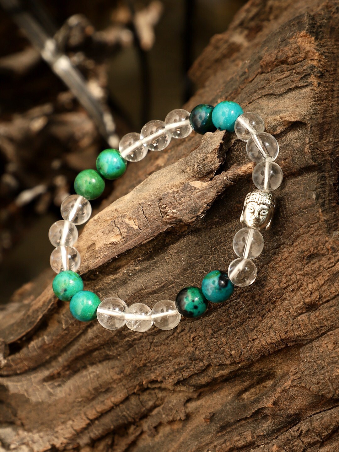 

TAG 7 Natural Stone Crystals Elasticated Slip-On Bracelet, Blue