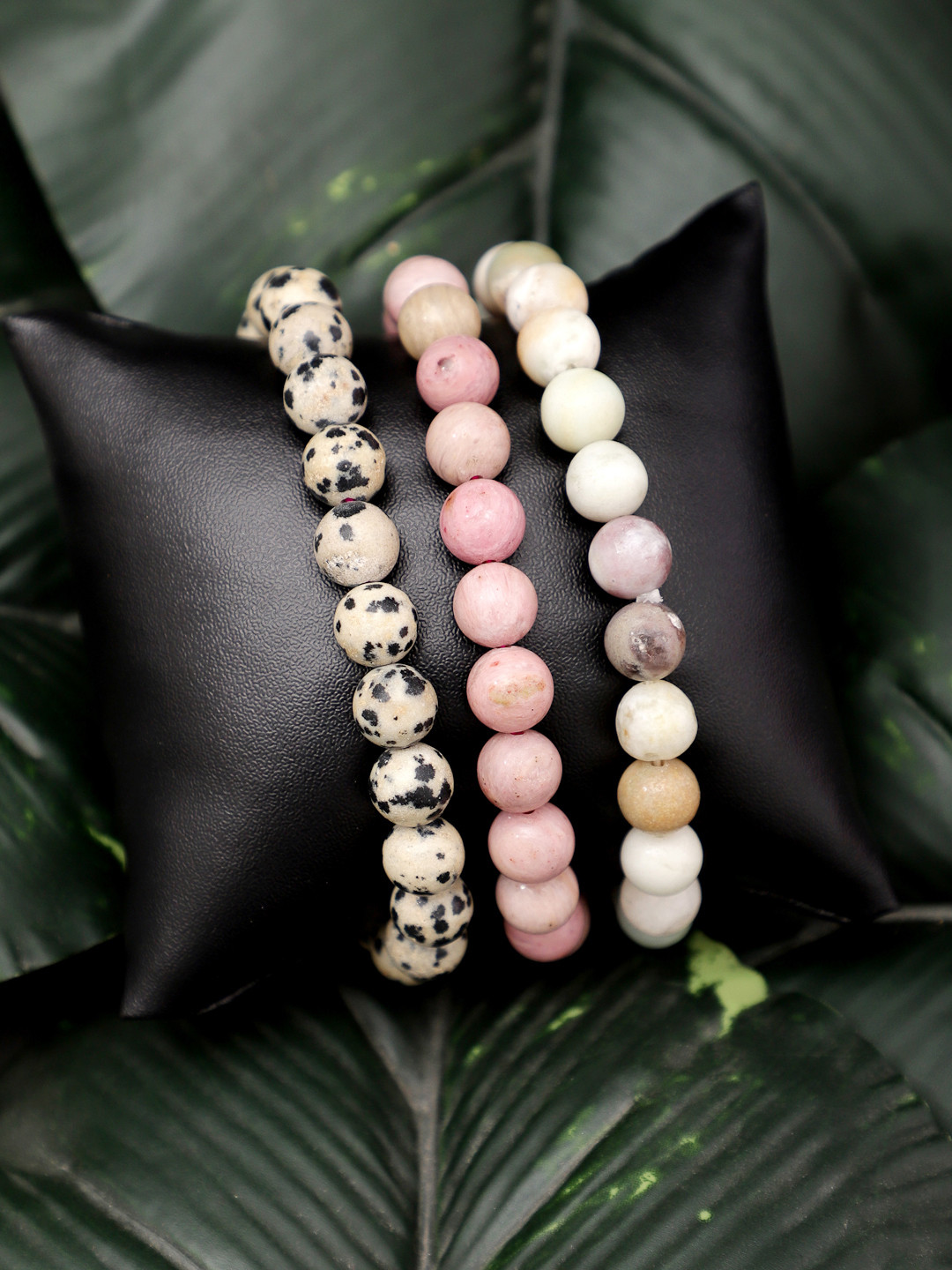 

TAG 7 Set Of 3 Natural Stone Agate Elasticated Slip-On Bracelet, Pink