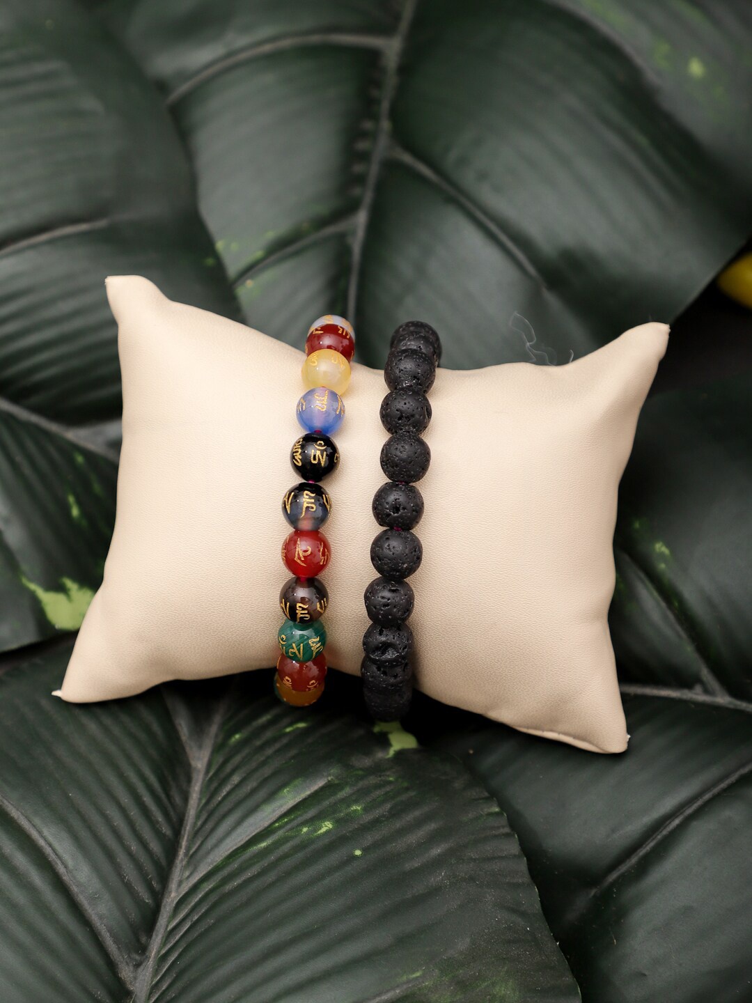 

TAG 7 Set Of 2 Natural Stone Bracelet, Black