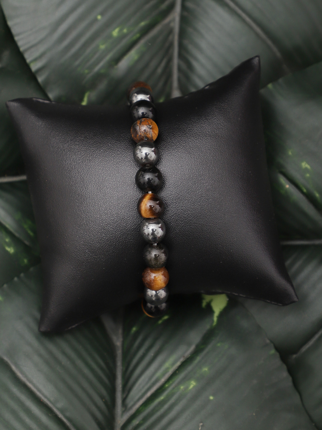 

TAG 7 Natural Stone Tigers Eye Elasticated Slip-On Bracelet, Black
