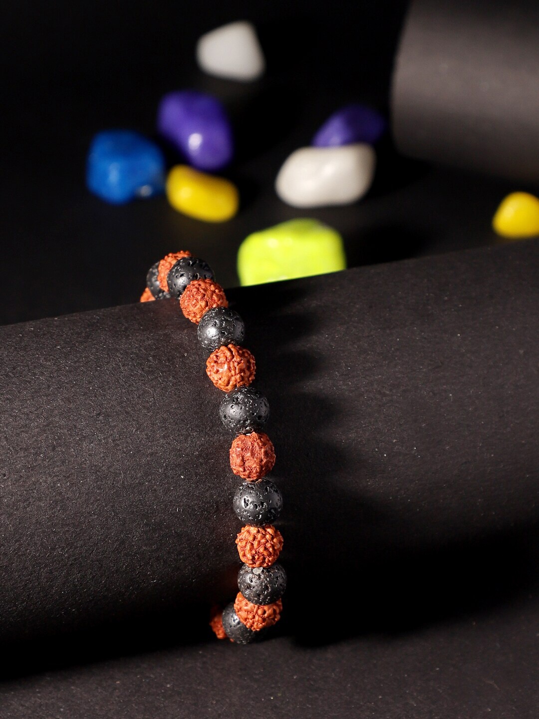 

TAG 7 Stone Beaded Elasticated Bracelet, Black