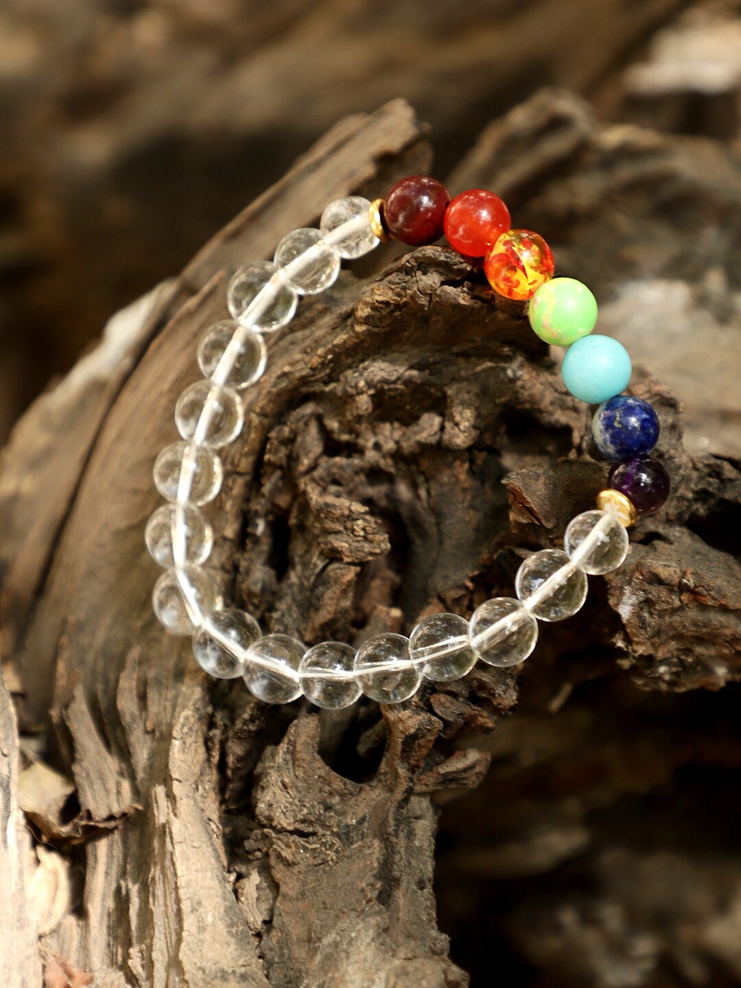 

TAG 7 Crystals Beaded Elasticated Bracelet, Transparent