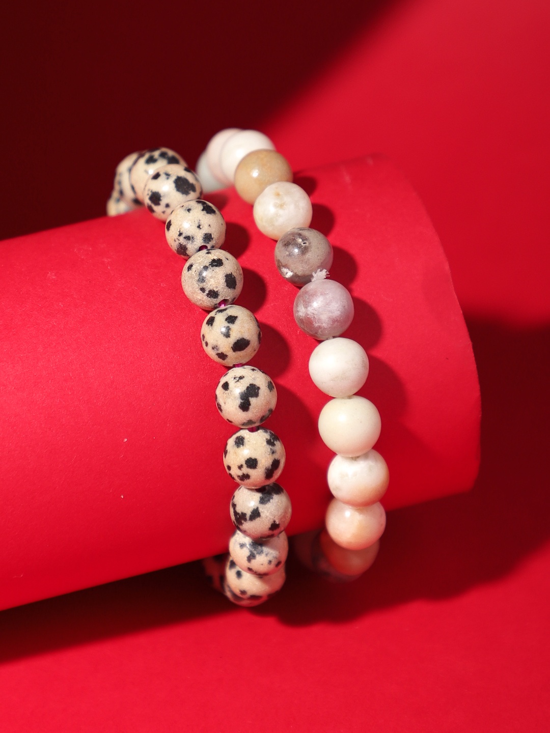 

TAG 7 Set Of 2 Agate Beaded Elasticated Bracelet, White