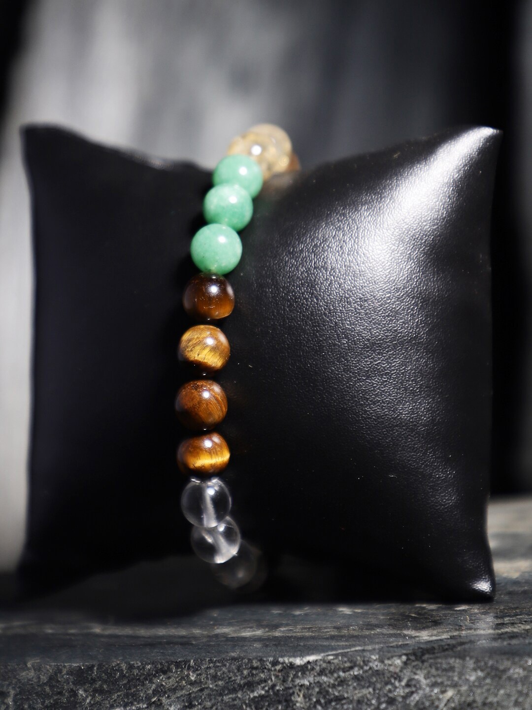 

TAG 7 Natural Stone Amethyst Elasticated Slip-On Bracelet, Green