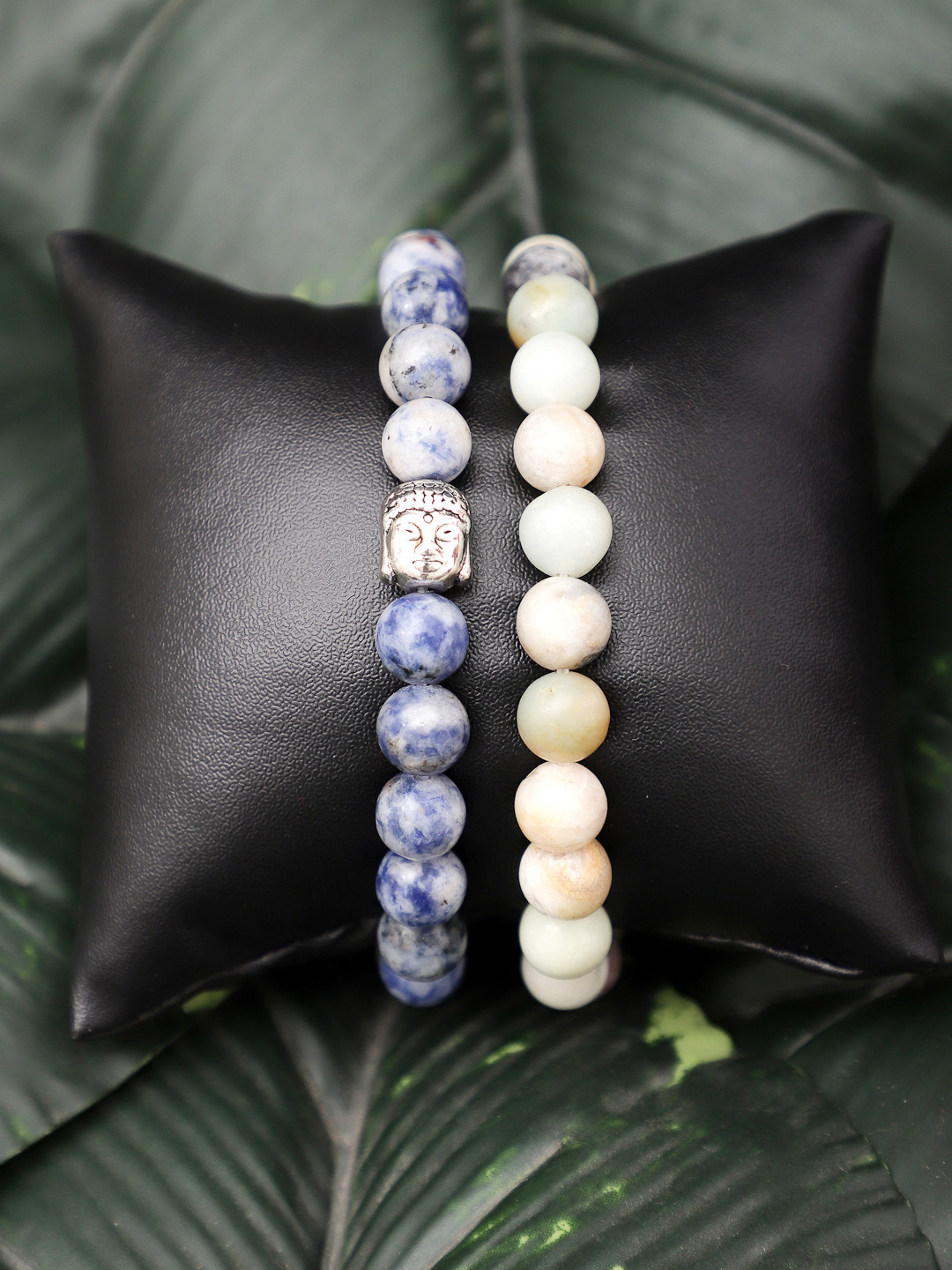 

TAG 7 Set Of 2 Natural Stone Agate Elasticated Slip-On Bracelet, White