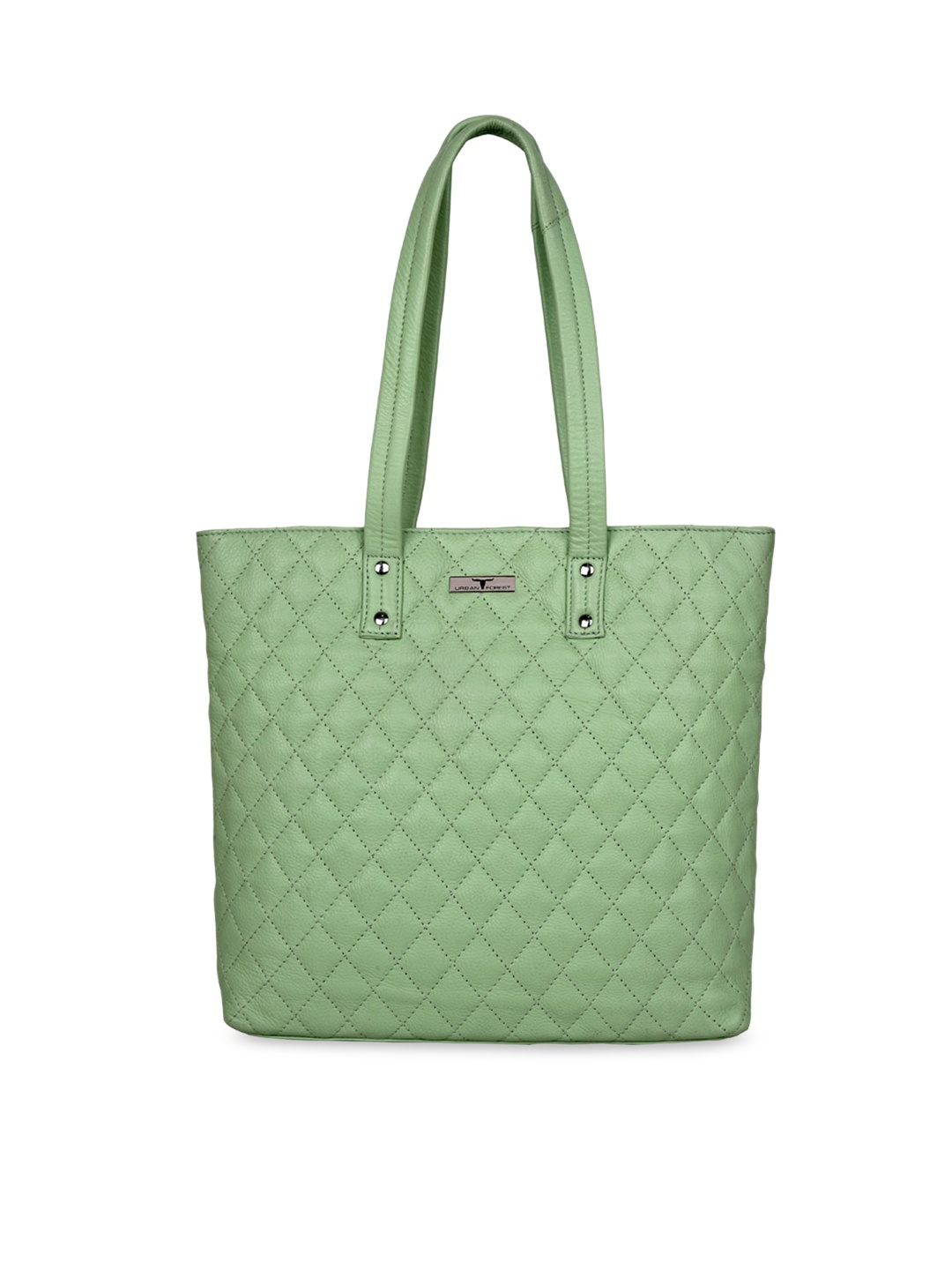 

URBAN FOREST Textured Leather Shopper Shoulder Bag with Quilted, Green