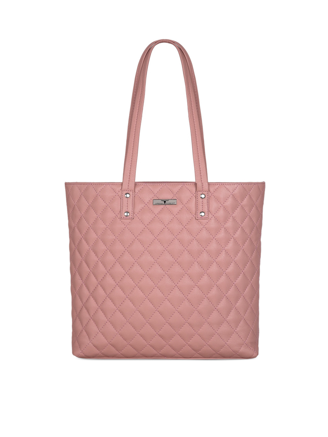 

URBAN FOREST Textured Leather Shopper Shoulder Bag with Quilted, Pink