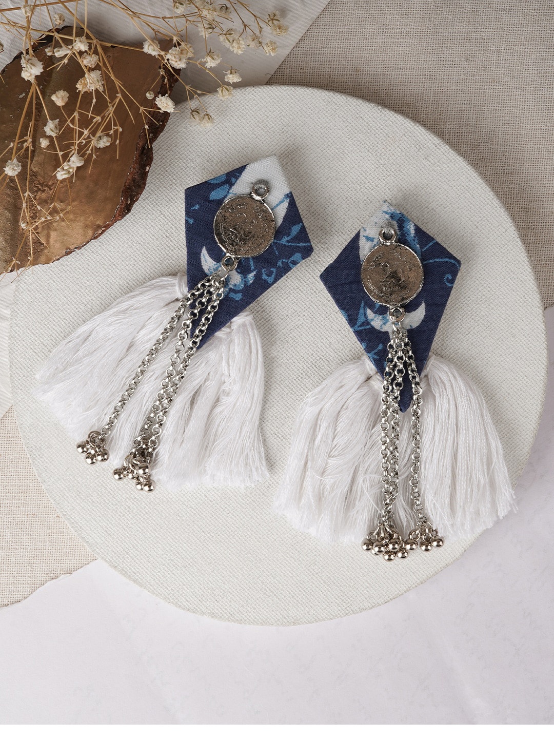 

TEEJH Silver-Plated Contemporary Drop Earrings