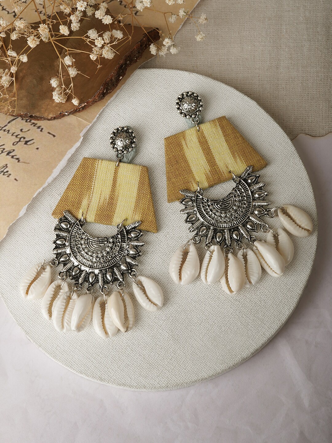 

TEEJH Zarina Silver-Plated Oxidised Contemporary Drop Earrings