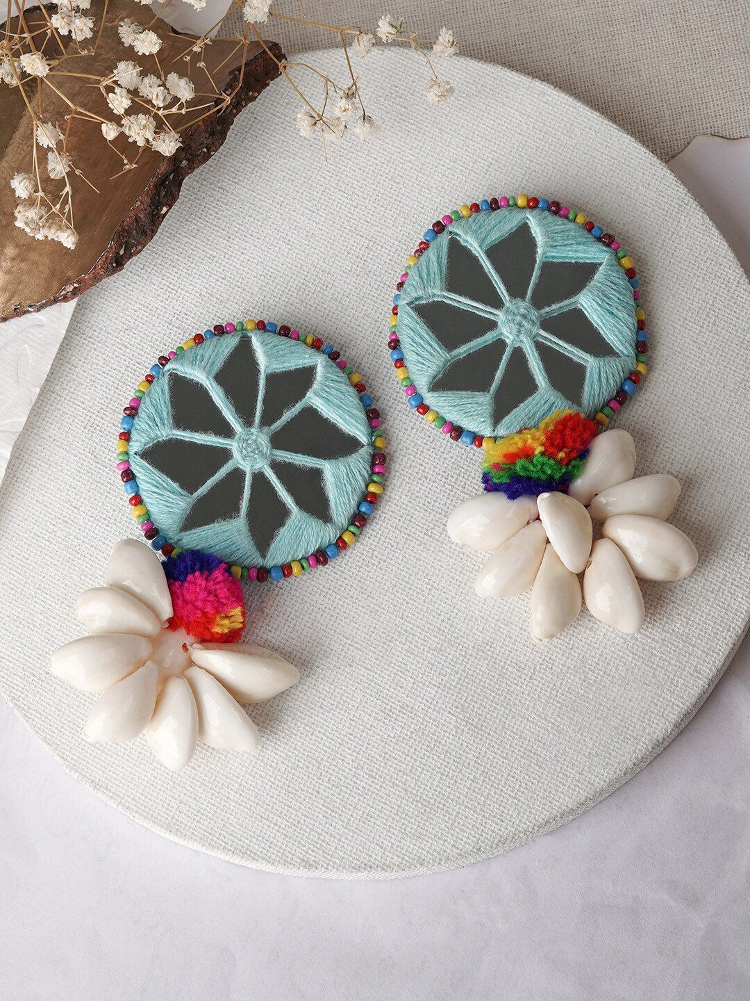 

TEEJH Fabric Contemporary Drop Earrings, Blue