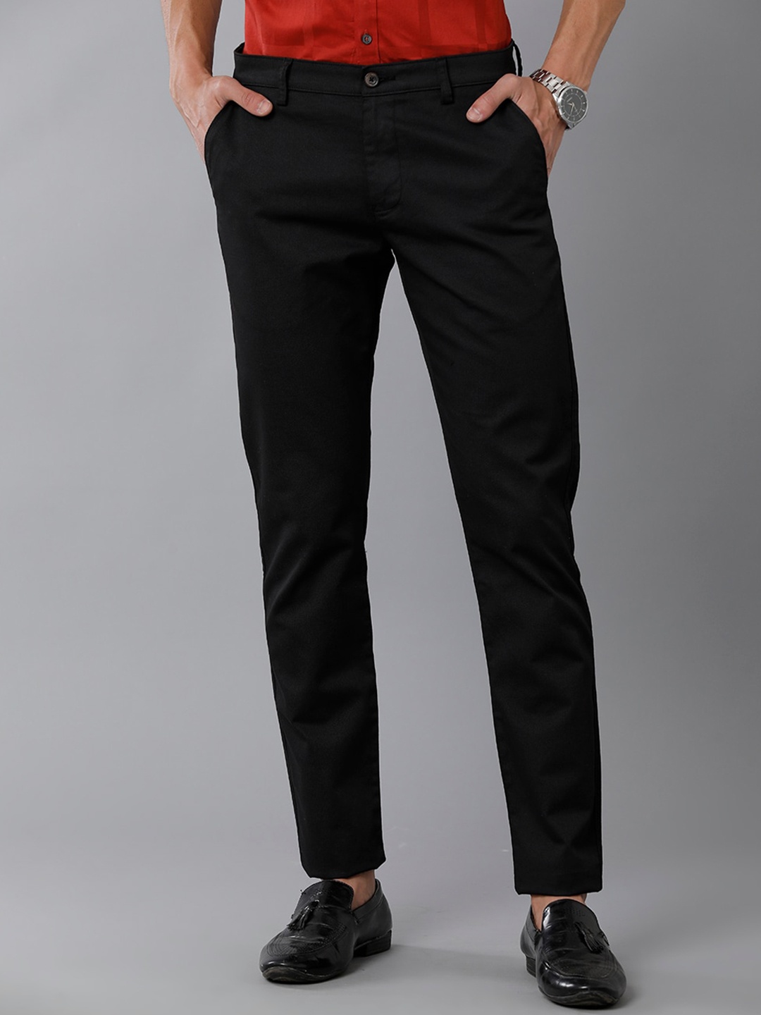 

Classic Polo Men Mid-Rise Classic Slim Fit Chinos Trousers, Black