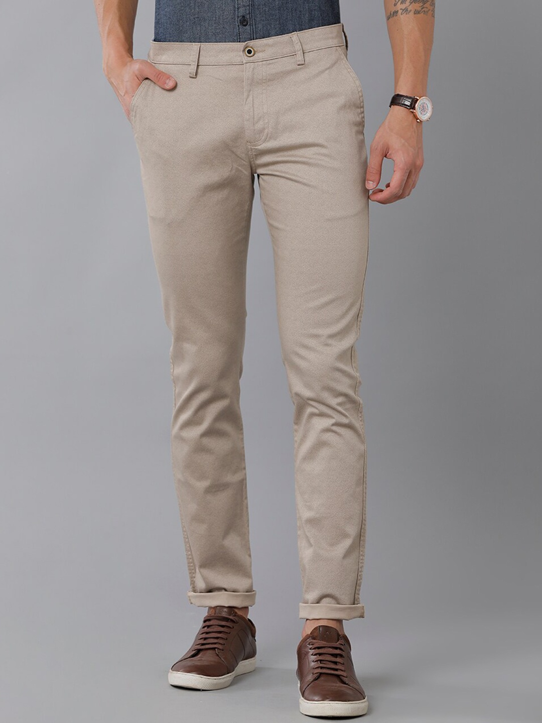 

Classic Polo Men Classic Slim Fit Cotton Chinos Trousers, Cream