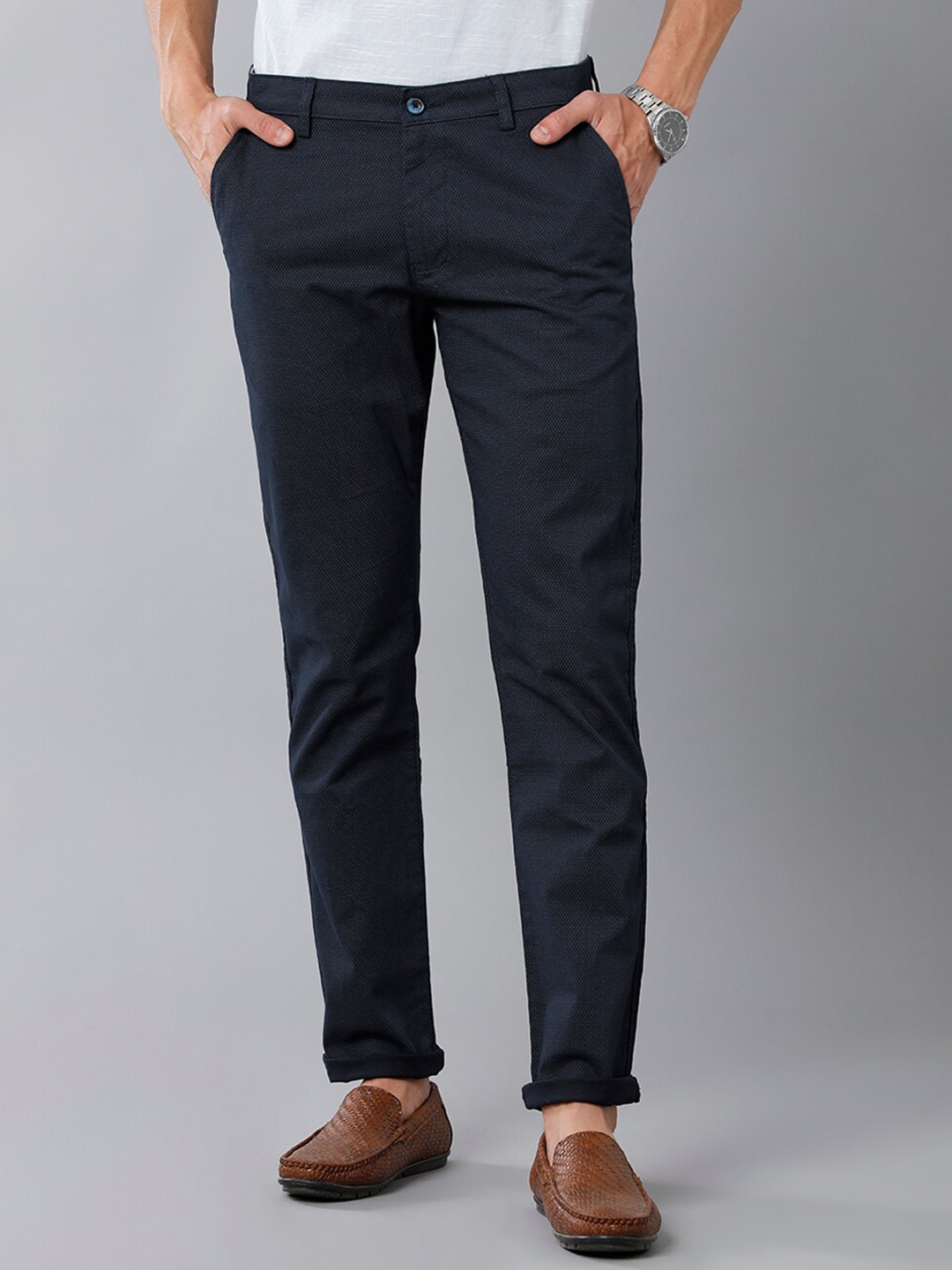 

Classic Polo Men Classic Slim Fit Chinos Mid-Rise Trousers, Navy blue