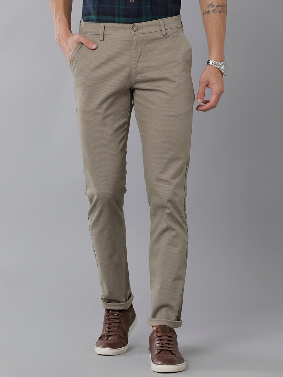 

Classic Polo Men Cotton Classic Slim Fit Chinos Trousers, Olive