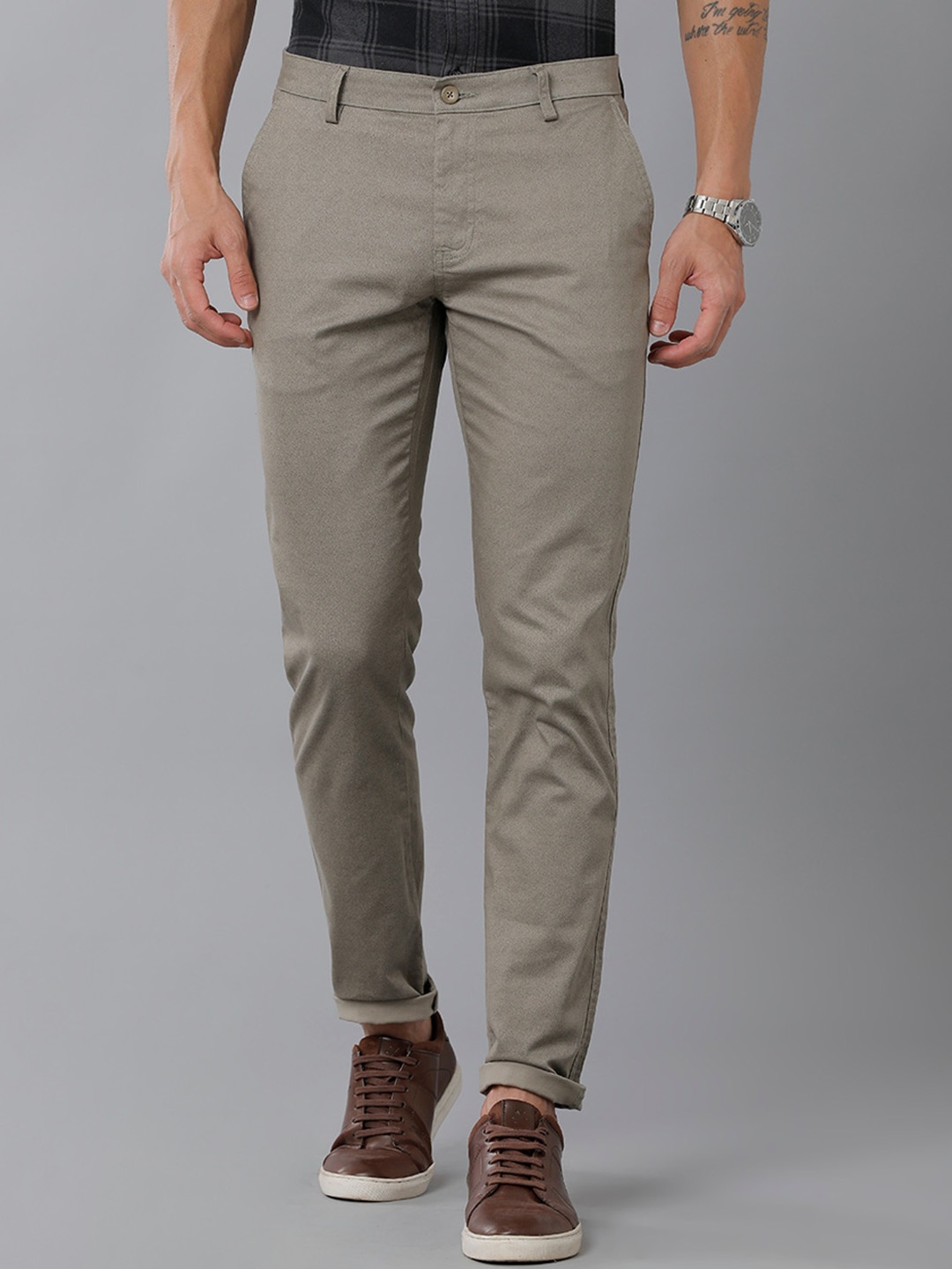 

Classic Polo Men Mid-Rise Cotton Classic Slim Fit Regular Trousers, Grey