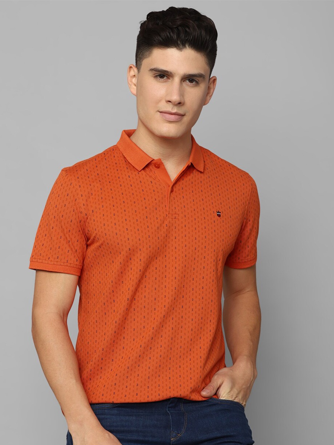 

Louis Philippe Sport Conversational Printed Polo Collar Slim Fit T-shirt, Orange