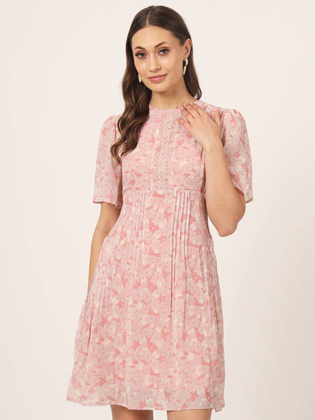 

Beatnik Floral Print Fit & Flare Dress, Pink