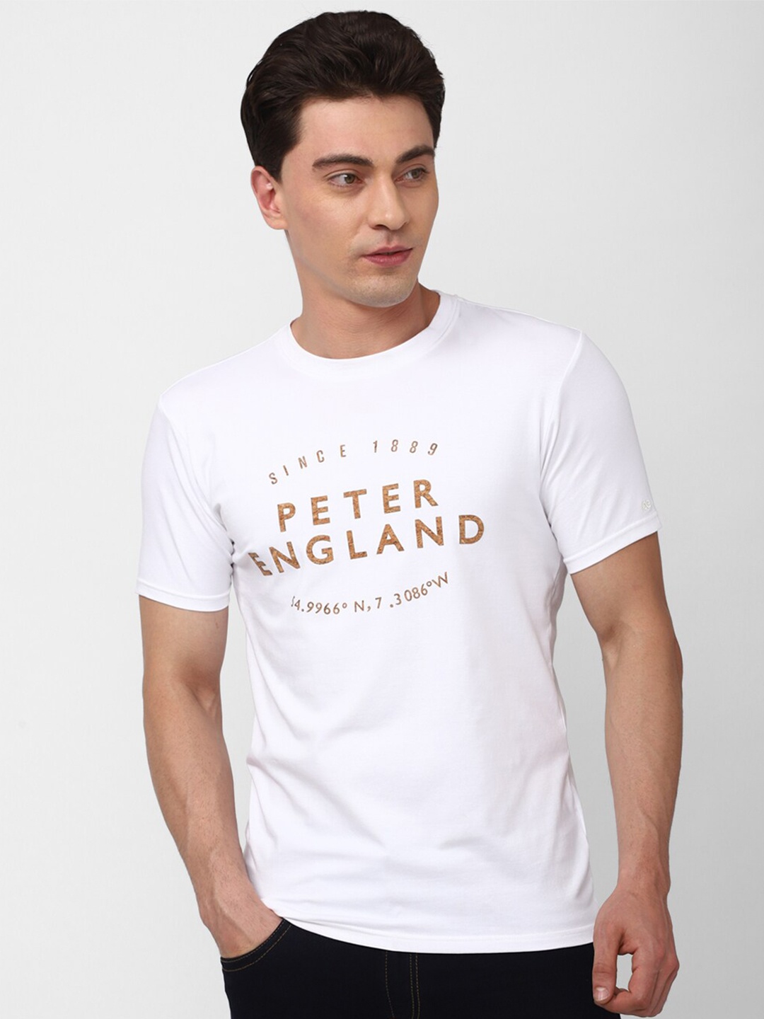 

Peter England Casuals Typography Printed Slim Fit T-Shirt, White