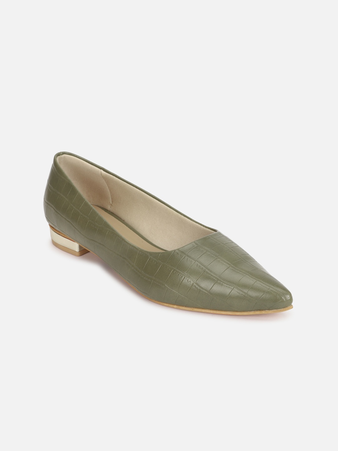 

FOREVER 21 Women Pointed Toe Ballerinas Flats, Olive