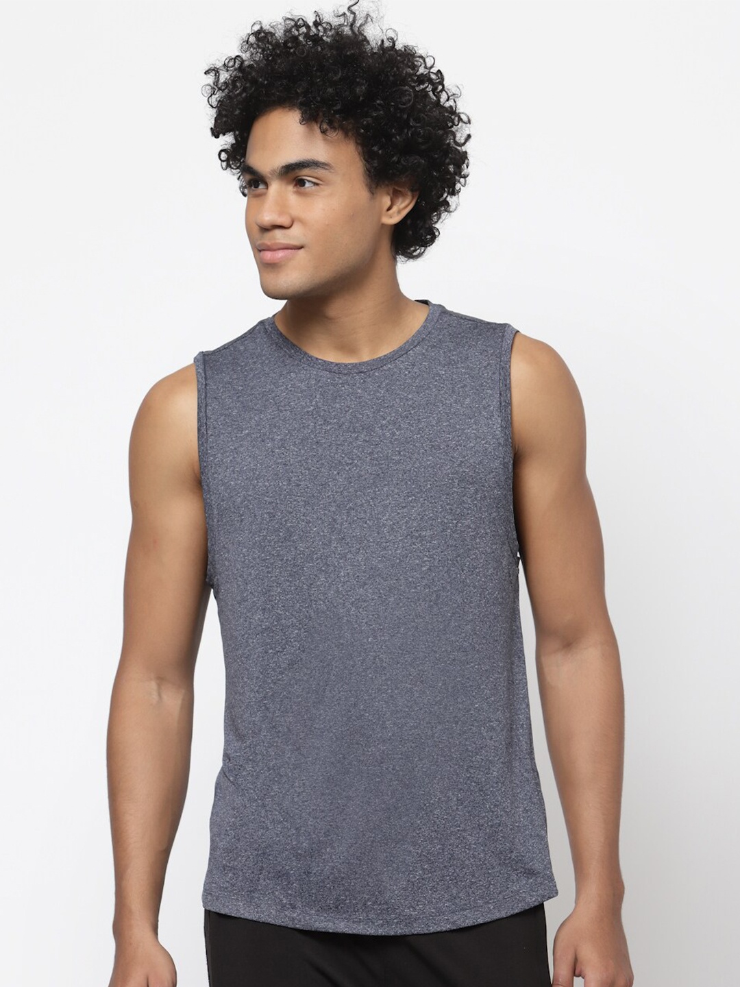 

YOONOY Round Neck Sleeveless Tennis Relaxed Fit Sports T-shirt, Grey
