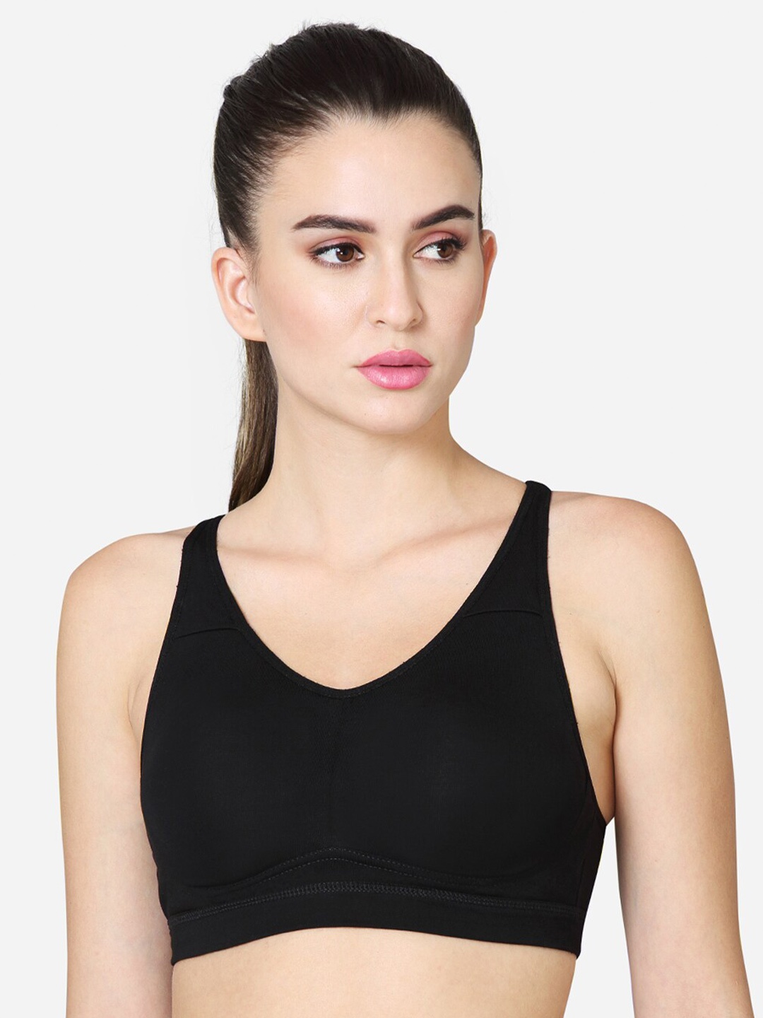 

VStar Medium Coverage Non Padded All Day Comfort Seamless Sports Bra, Black