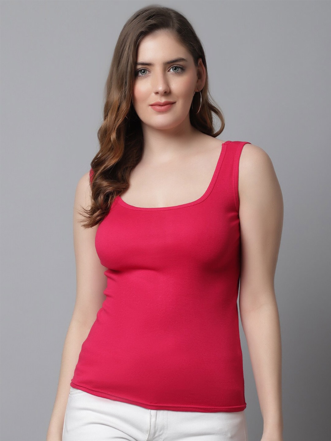 

KEX Sleeveless Cotton Tank Top, Red