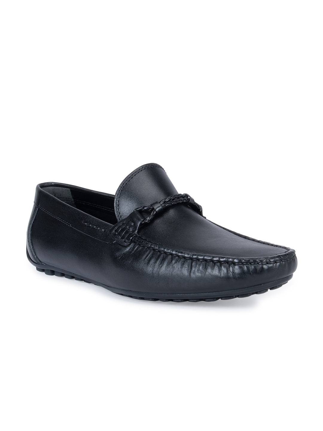 

ROSSO BRUNELLO Men Textured Leather Formal Loafers, Black
