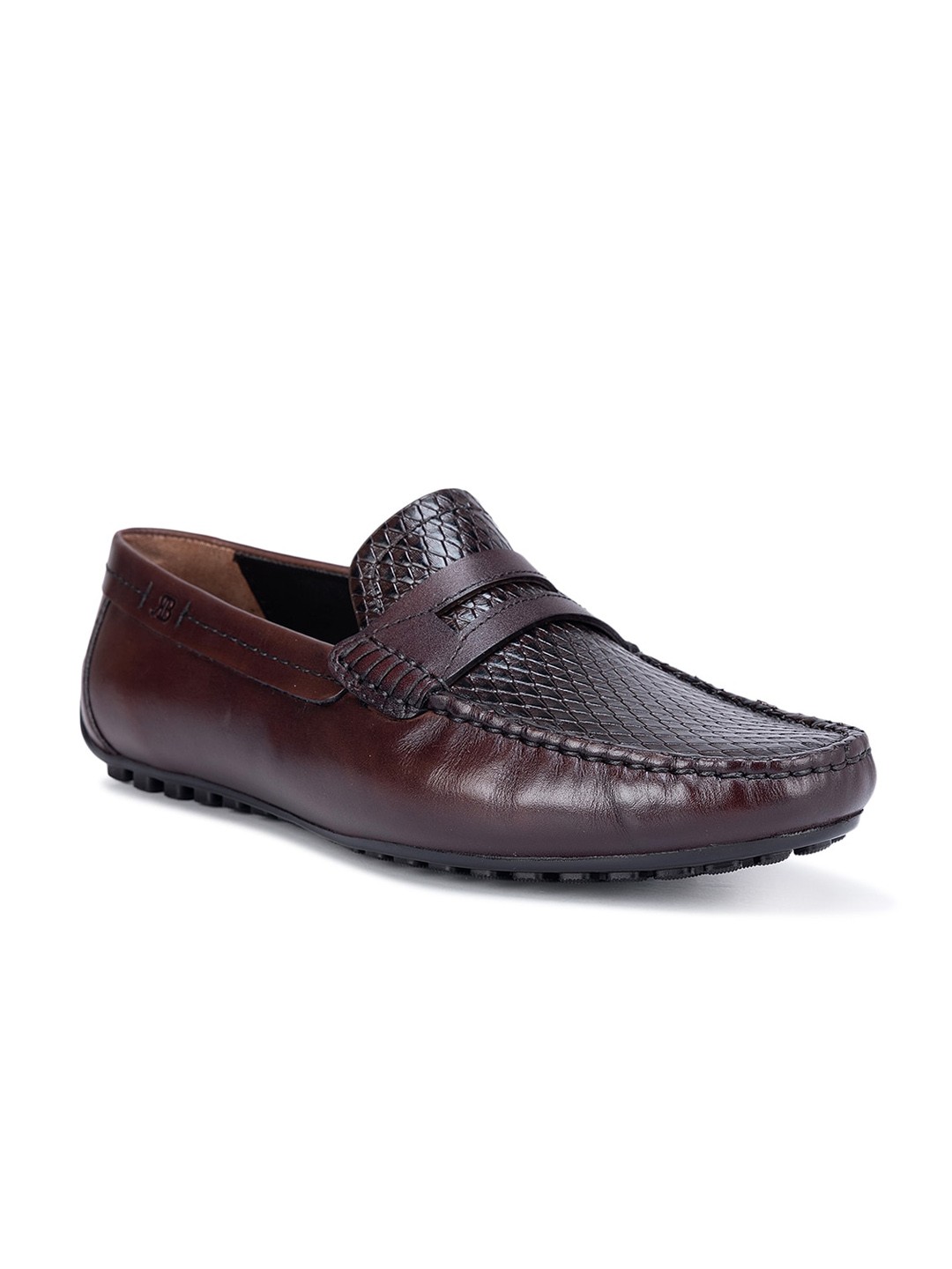 

ROSSO BRUNELLO Men Textured Leather Formal Loafers, Brown