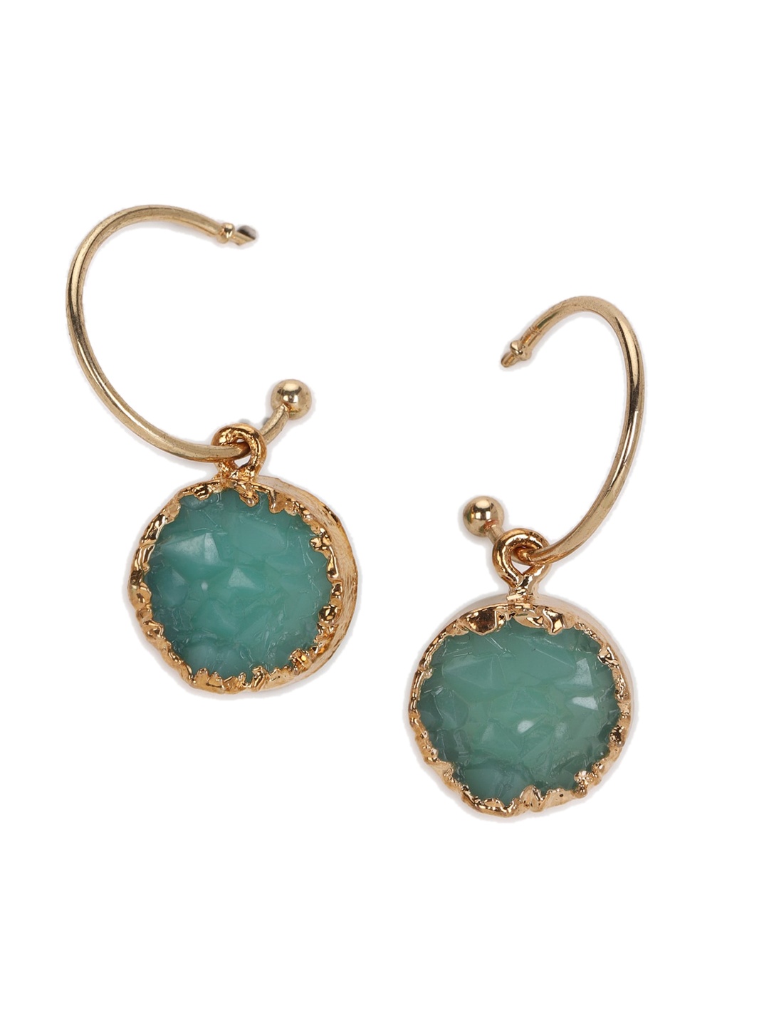 

FOREVER 21 Gold-Plated Stone-Studded Contemporary Half Hoop Earrings