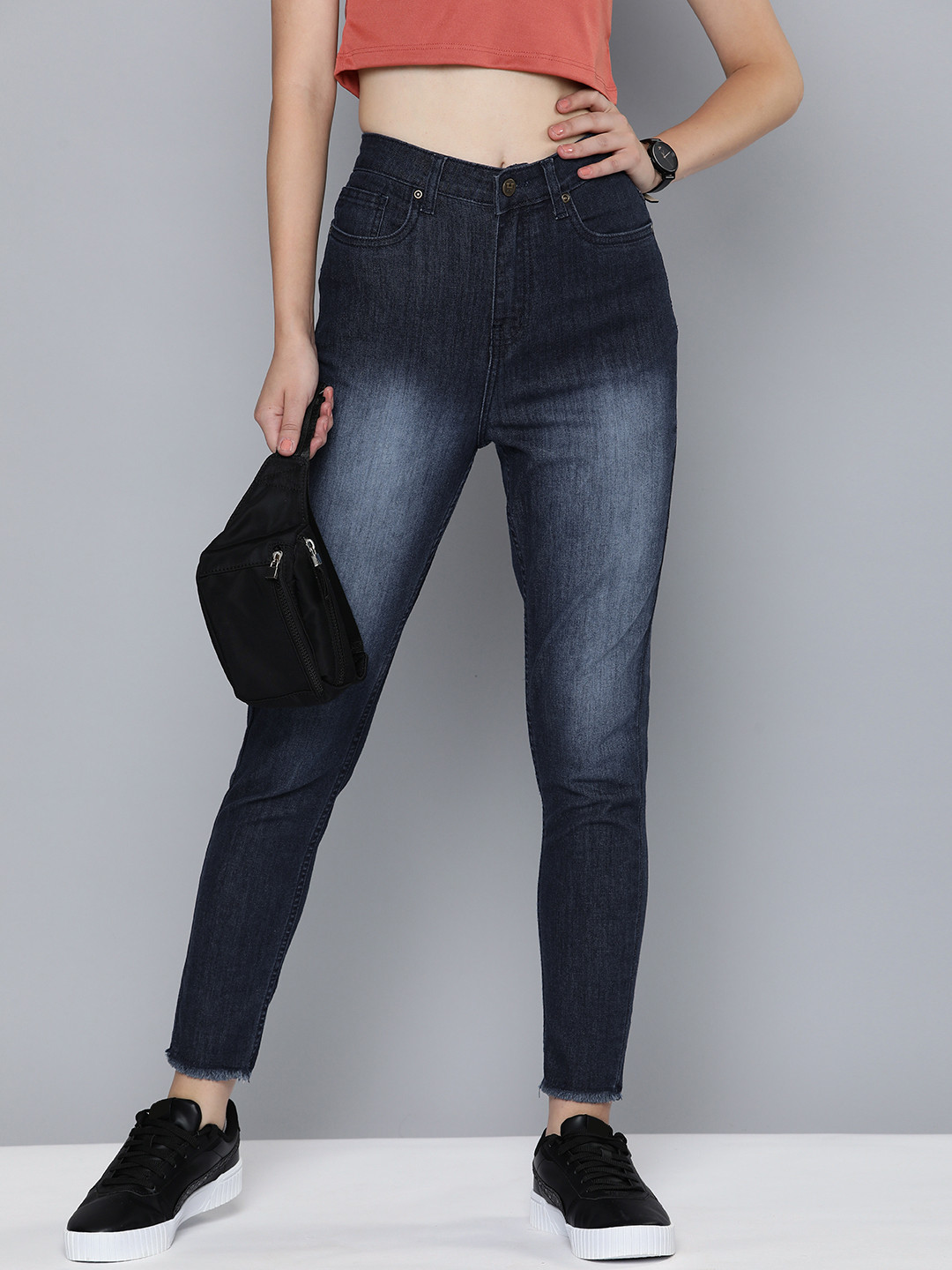 

Harvard Women Slim Fit High-Rise Light Fade Jeans, Blue