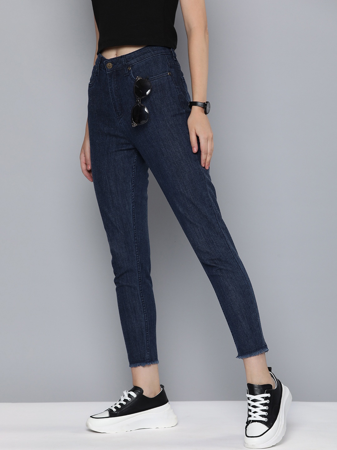 

Harvard Women Slim Fit High-Rise Cropped Jeans, Blue