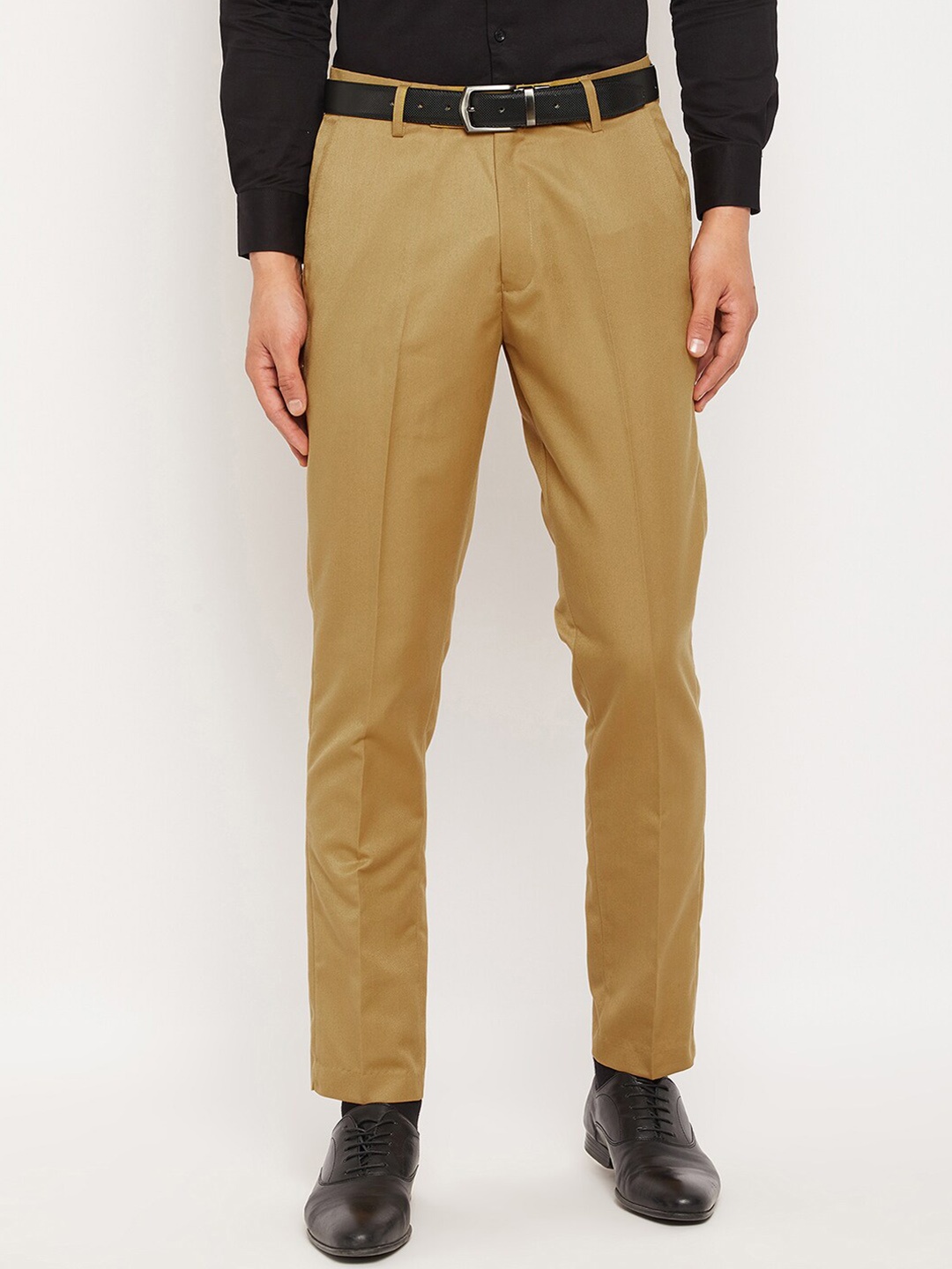 

VEI SASTRE Men Mid-Rise Smart Fit Formal Trousers, Khaki