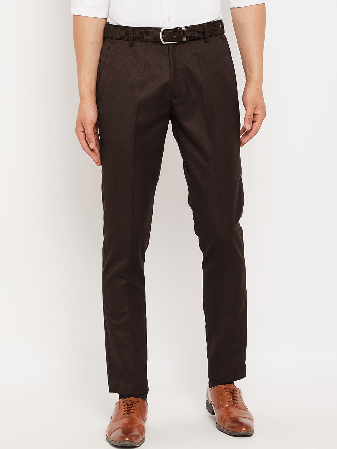 

VEI SASTRE Men Mid-Rise Plain Smart Fit Formal Trousers, Brown