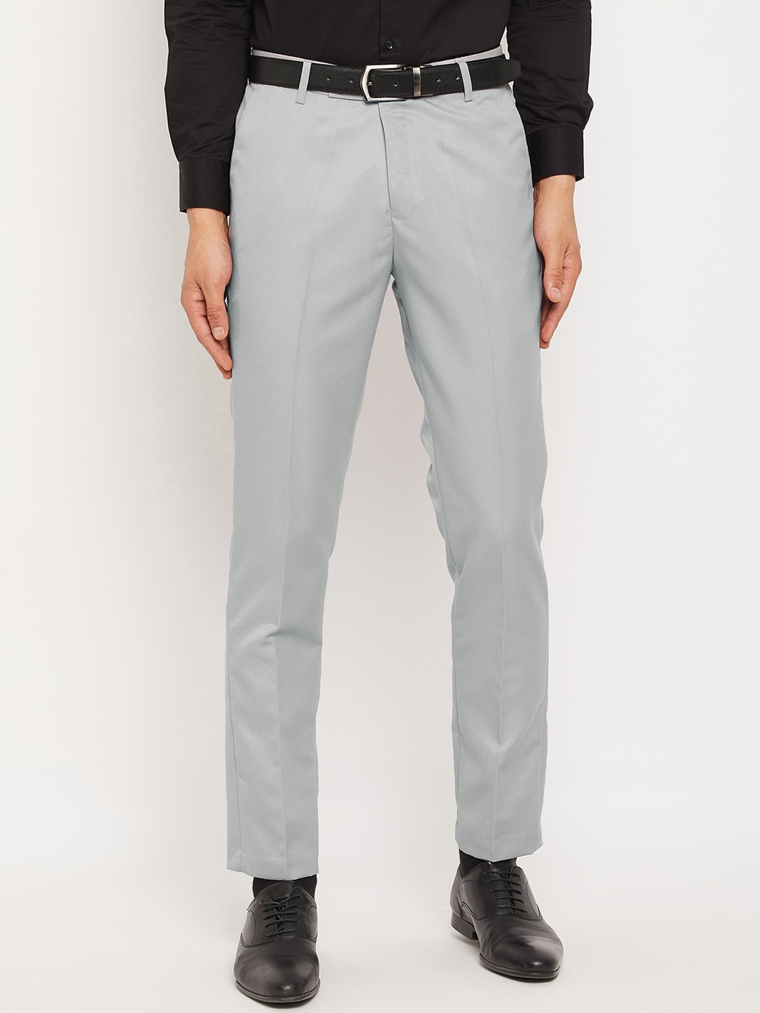 

VEI SASTRE Men Smart Slim Fit Plain Formal Trousers, Grey