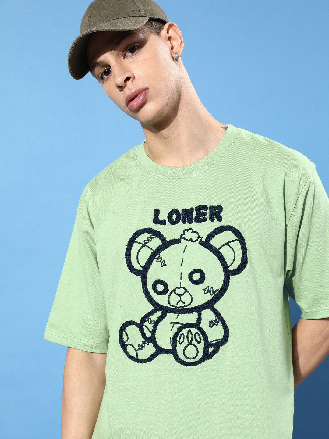 

DILLINGER Men Green & Black Printed Oversize T-shirt