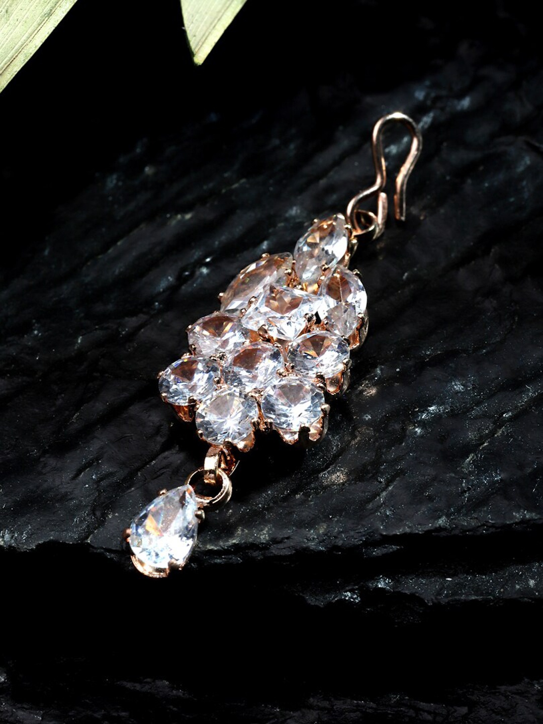 

Sanjog Gold Plated American Diamond-Studded Maang Tikka