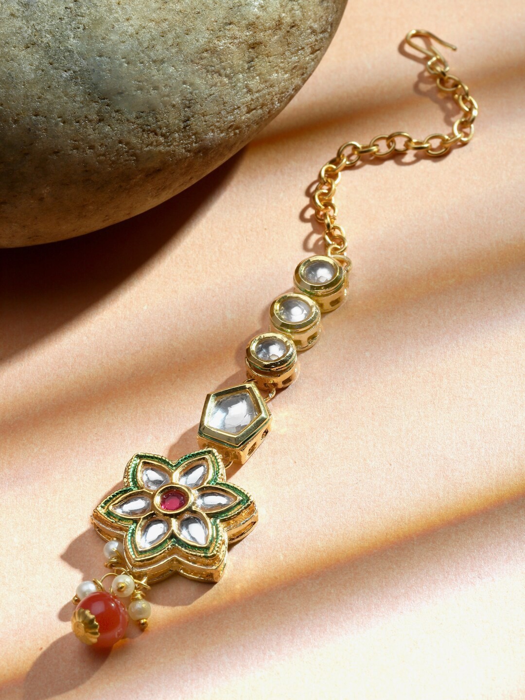 

Sanjog Gold-Plated Kundan-Studded Maang Tikka